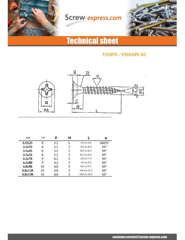 1 x Drywall Screw Screw TTPC Phillips 2 3.5X45...