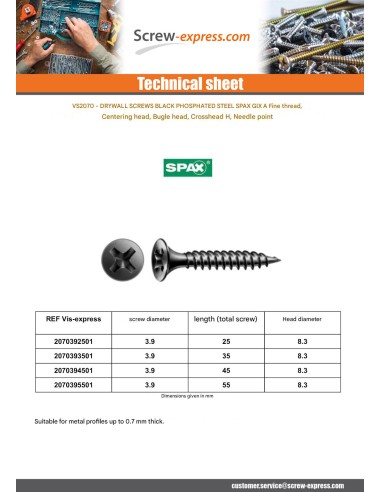 1 x Drywall Screw Spax Phillips 2 3.9X25...