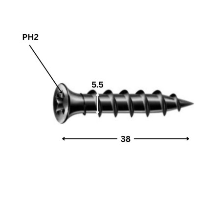 1 x Drywall Screw Spax Phillips 2 5.5X38 Phosphated Plain GIX-G