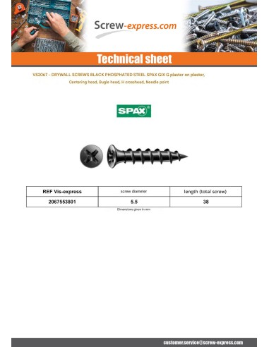 1 x Drywall Screw Spax Phillips 2 5.5X38...