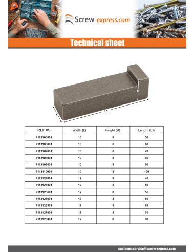 1 x Heel pin Steel 16X10 Length 80