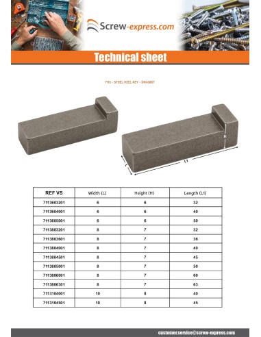 1 x Heel pin Steel 10X8 Length 70