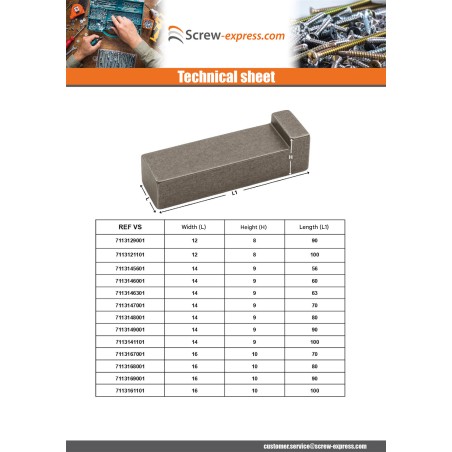 1 x Heel pin Steel 14X9 Length 100