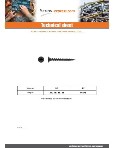 1 x Drywall Screw Large thread Phillips 2...