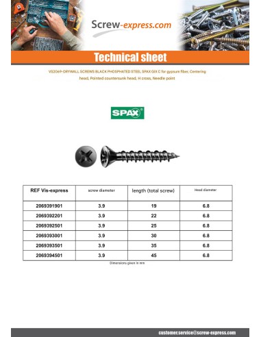 1 x Drywall Screw Spax Phillips 2 3.9X25...