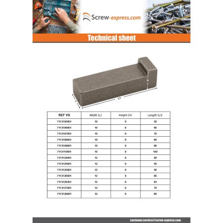 1 x Heel pin Steel 10X8 Length 40