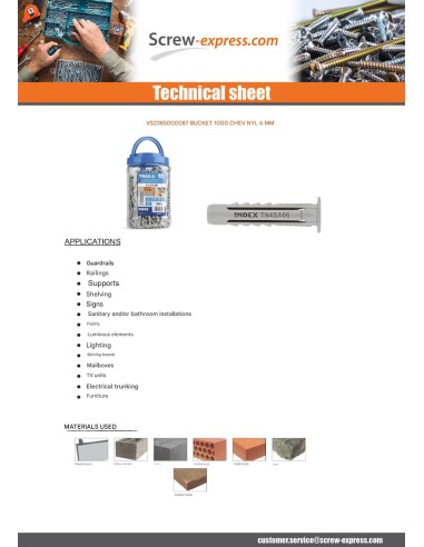 1 x Bucket of 1000 Plug Nylon 6