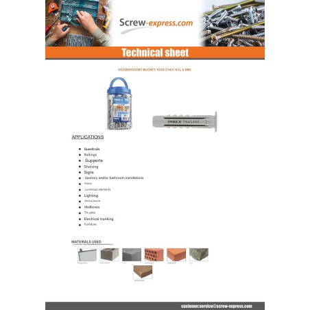 1 x Bucket of 1000 Plug Nylon 6