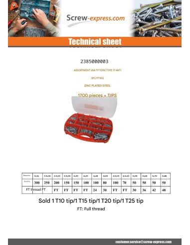 1 x Set of 1700 Chipboard Screw Tekor...