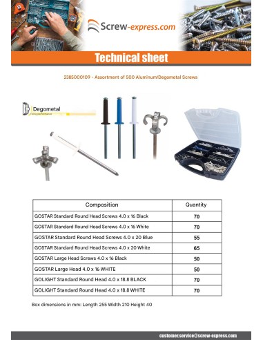 1 x Set of 500 Rivet GOSTAR GOLIGHT Aluminum...