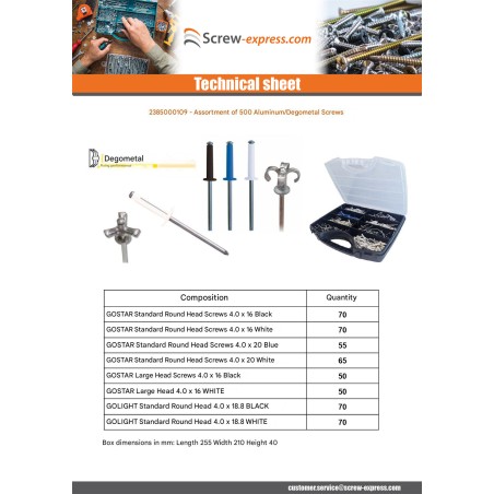 1 x Set of 500 Rivet GOSTAR GOLIGHT Aluminum Steel Rod DEGOMETAL