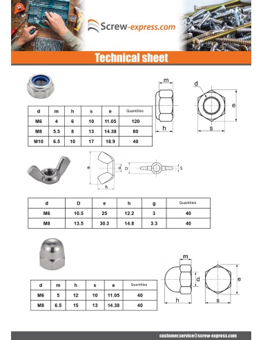 1 x Set of 1140 Nut Stainless Steel A4