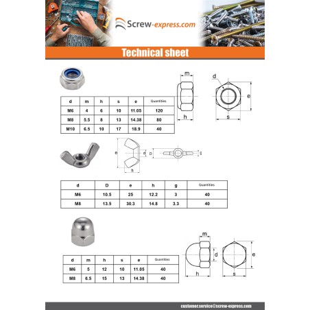 1 x Set of 1140 Nut Stainless Steel A4