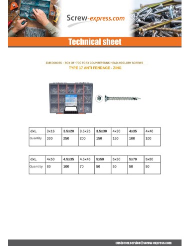 1 x Set of 1700 Chipboard Screw Countersunk...