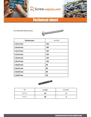 1 x Set of 1684 Thread Rolling Screw Pan Head /...
