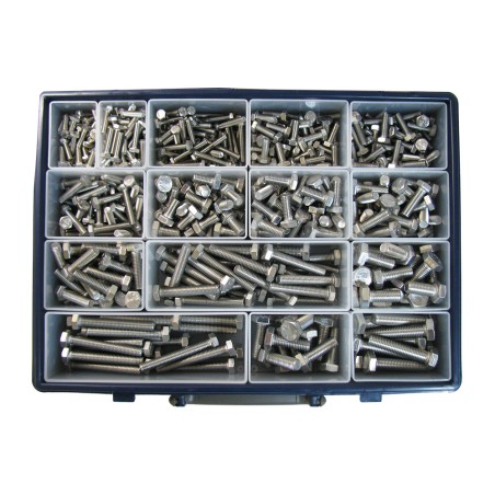 1 x Set of 570 Machine Screw Hexagonal Head Full Thread Stainless Steel A2
