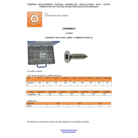 1 x Set of 1666 Chipboard Screw Countersunk Head Torx Stainless Steel A2 Bit
