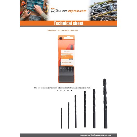 1 x Set of 6 metal drill bits