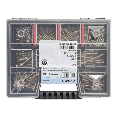 1 x Set of 280 Chipboard Screw Countersunk Head Torx cut Type 17 Drilling Point Yellow Zinc