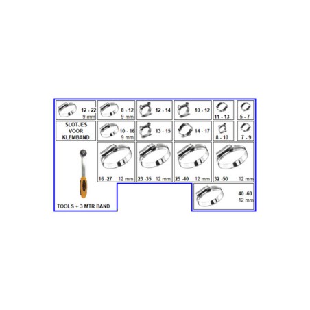 1 x Set of 345 Hose clamp Of Tightening Plain W1Zinc Plated