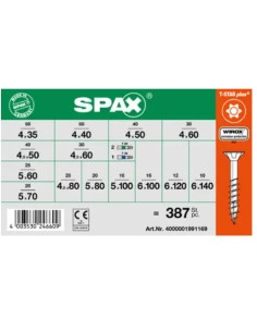 Set of 364 Wood Screw Countersunk Head T-STAR Wirox + 3 Bit