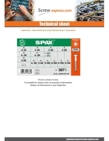1 x Set of 364 Wood Screw Countersunk Head...