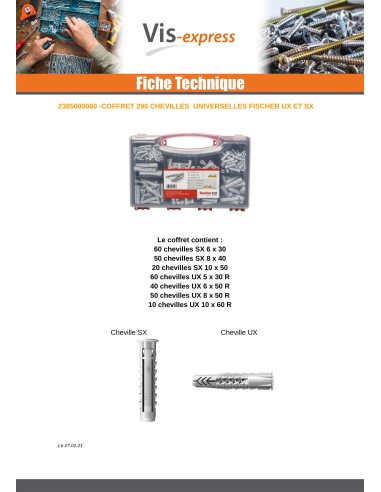 1 x Set of 290 Plug Universal Fischer UX Thread...