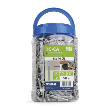 1 x Bucket of 500 Hammer Plug With Screw 6X40 Zinc Plated