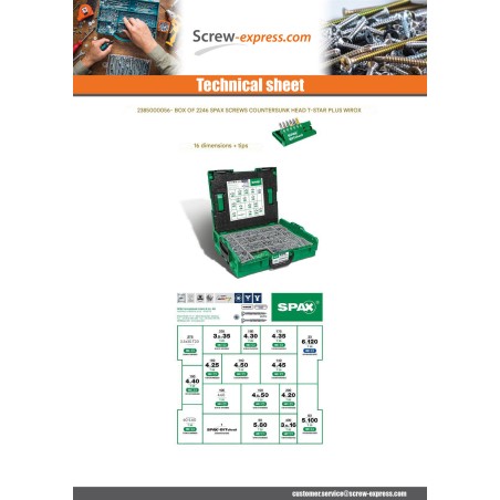 1 x Set of 2446 Spax Countersunk Head T+STAR+ WIROX