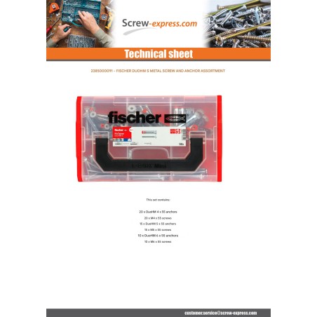 1 x Set of Screw And Plug Metallic Fischer DUOHM S