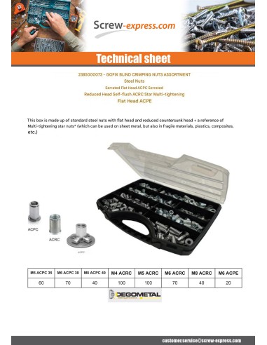 1 x Set of 500 Rivet nut Steel DEGOMETAL