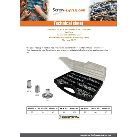 1 x Set of 500 Rivet nut Steel DEGOMETAL