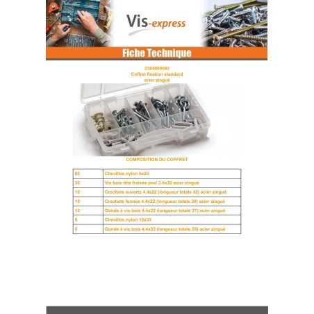 1 x Assortment of fasteners STANDARD 130 ELEMENTS