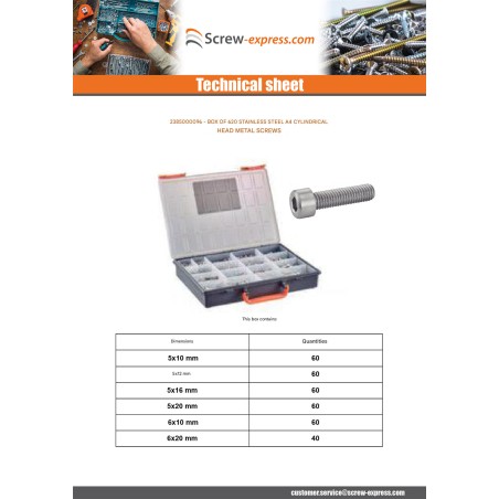 1 x Set of 620 Machine Screw Socket Head Stainless Steel A4