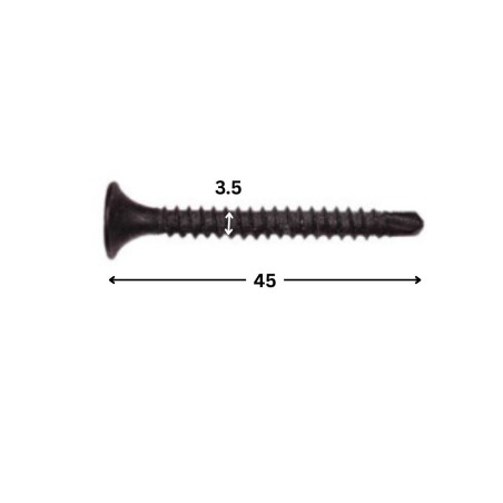 1 x Drywall Screw to Point Self Drilling Phillips 2 3.5X45 Phosphated Plain