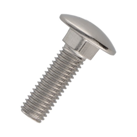 1 x Carriage Bolt Stainless Steel A2 M6X25 Full Thread