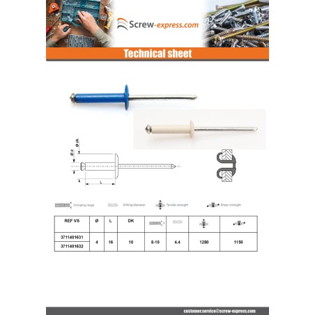 1 x Peel Rivet GOSTAR Aluminum Steel Rod Large Head 4.8X16 Black