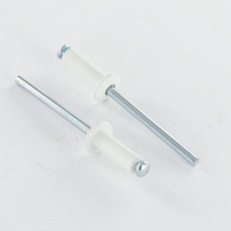1 x Blind rivets Aluminium Stahlgewinde 4X16 Thickness Of Panel 10 to 12 Flat Head Ral9010/Pure White