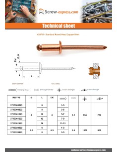 Rivet Standard round head copper steel rod 4.8X10... 2