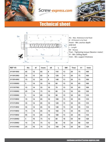 1 x Screw For Concrete Hexagonal Head Flange...