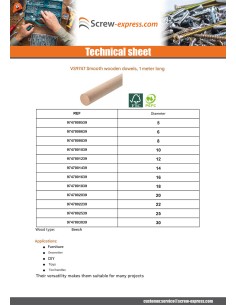 Smooth wooden dowel Diameter 16 Length 1 Meter 2