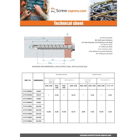 1 x Screw For Concrete Hexagonal Head Flange T15 10X70 Zinc Plated