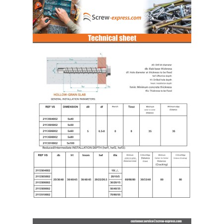 1 x Screw For Concrete Hexagonal Head Flange T8 5X50 Zinc Plated