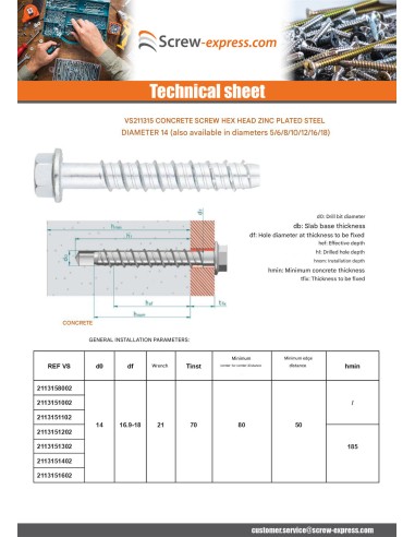 1 x Screw For Concrete Hexagonal Head Flange...