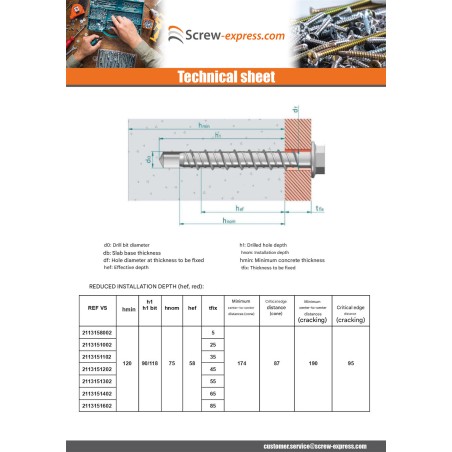1 x Screw For Concrete Hexagonal Head Flange T21 14X100 Zinc Plated