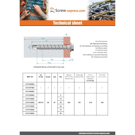 1 x Screw For Concrete Hexagonal Head Flange T15 10X90 Zinc Plated