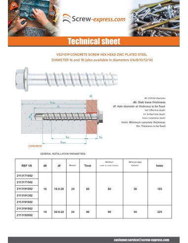 1 x Screw For Concrete Hexagonal Head Flange...