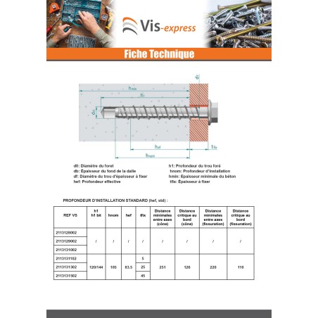 1 x Screw For Concrete Hexagonal Head Flange T18 12X80 Zinc Plated