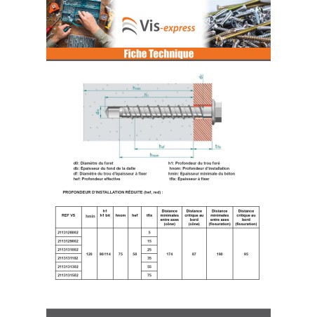 1 x Screw For Concrete Hexagonal Head Flange T18 12X80 Zinc Plated