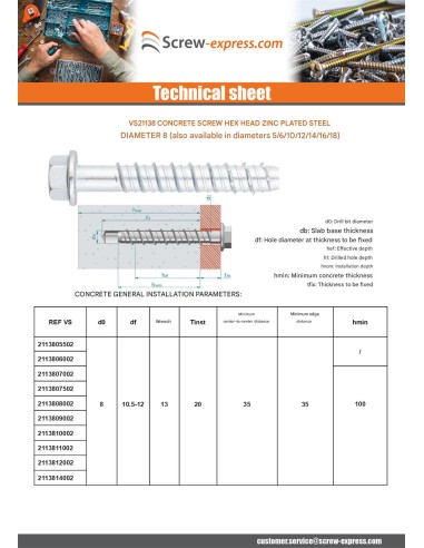 1 x Screw For Concrete Hexagonal Head Flange...